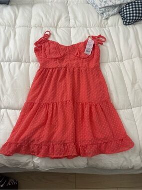 Target Coral Tie-Strap Swiss Dot Sundress